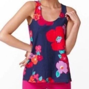 LILLY PULITZER Navy “Garden Games” back zipper cotton tank top Women’s size XS